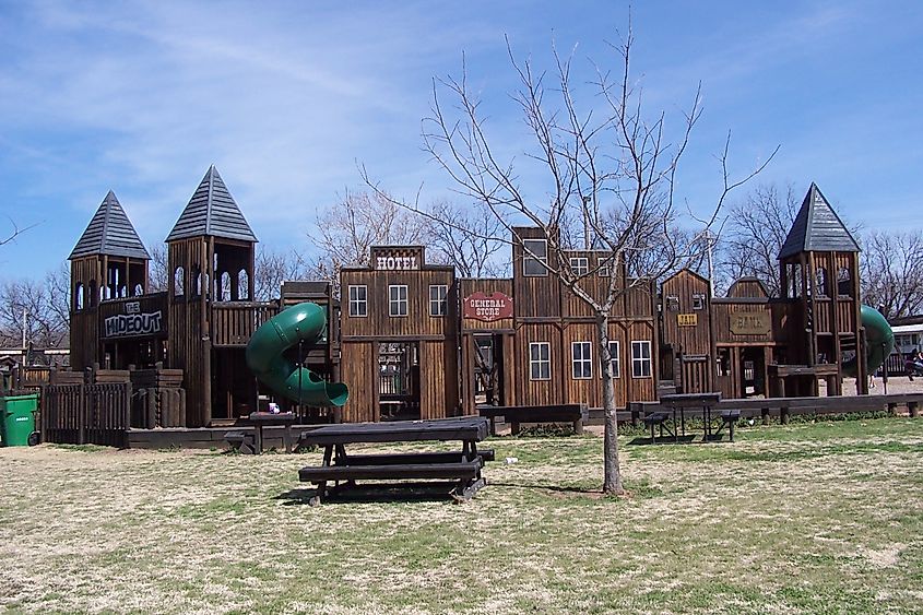 Childrens Playground in Redbud Park, Marlow, Oklahoma.