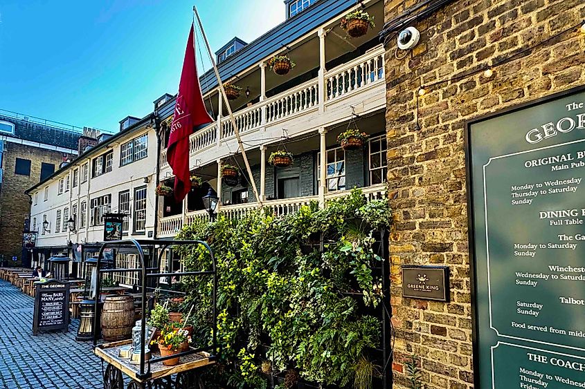 The George Inn on Borough High Street is London's last surviving galleried coaching inn
