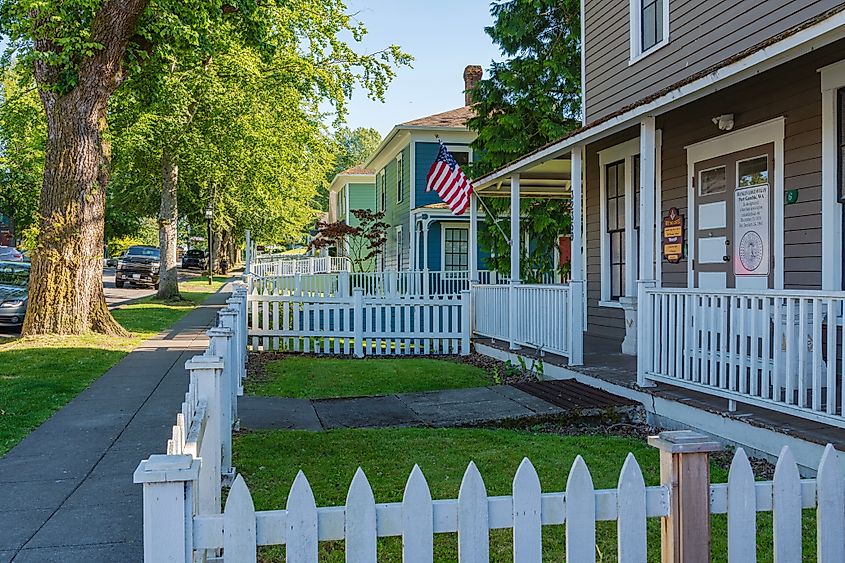 Traditional Americana construction homes in Port Gamble Washington.