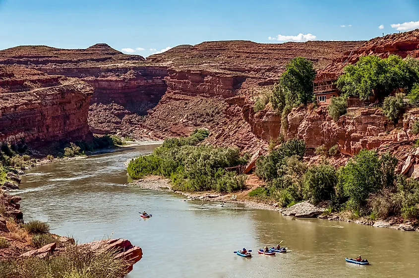 Canoeing on the San Juan River near Goosenecks State Park, Utah