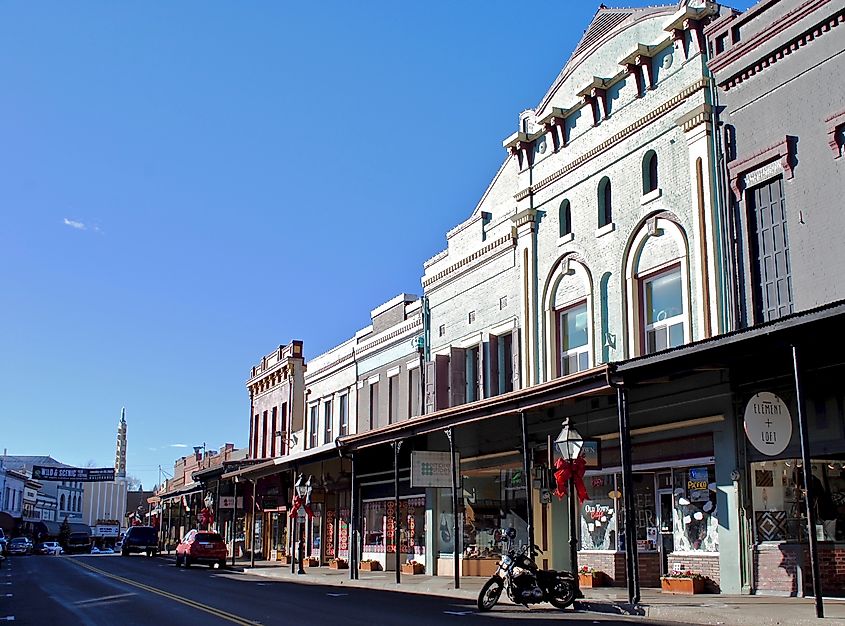 Mill Street in downtown Grass Valley. Grass Valley is a Gold Rush town in the foothills of the Sierra Nevada mountains. Editorial credit: EWY Media / Shutterstock.com