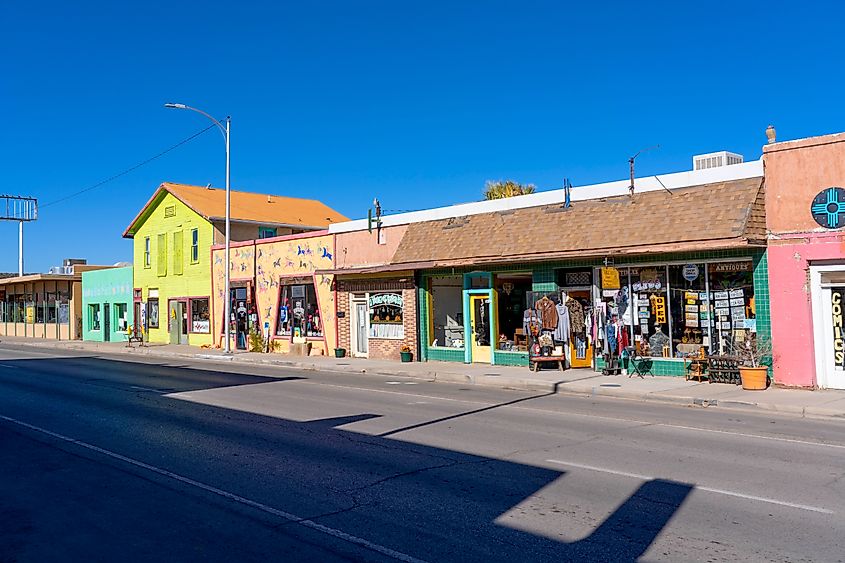 Colorful storefronts in Truth or Consequences New Mexico