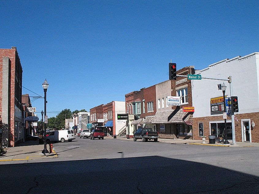Downtown street in Cameron, Missouri.