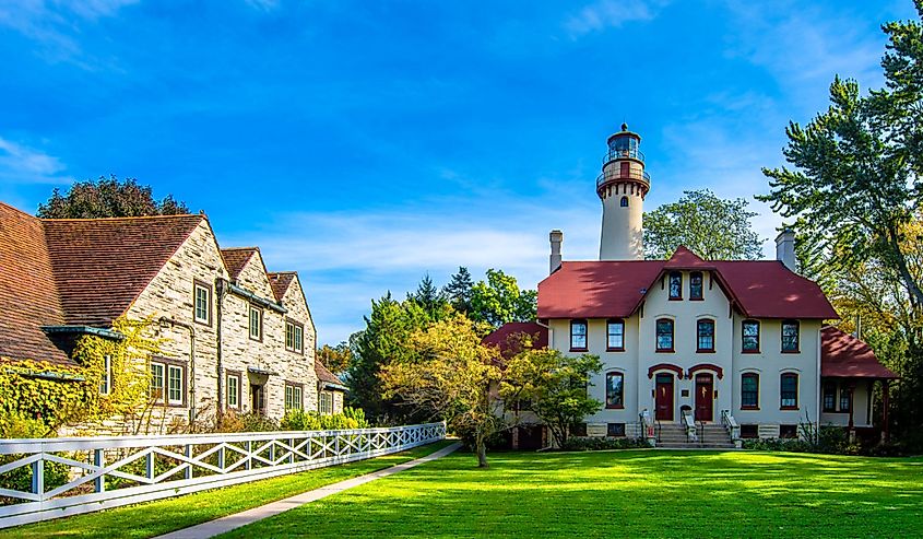 Grosse Lighthouse near Michigan Lake in US