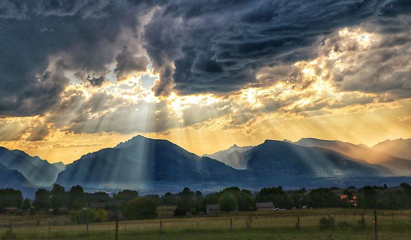 Western Montana, Bitterroot Mountain Sunset view from road