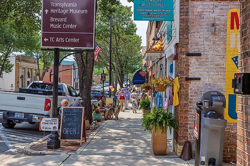 Street view in Brevard, North Carolina.