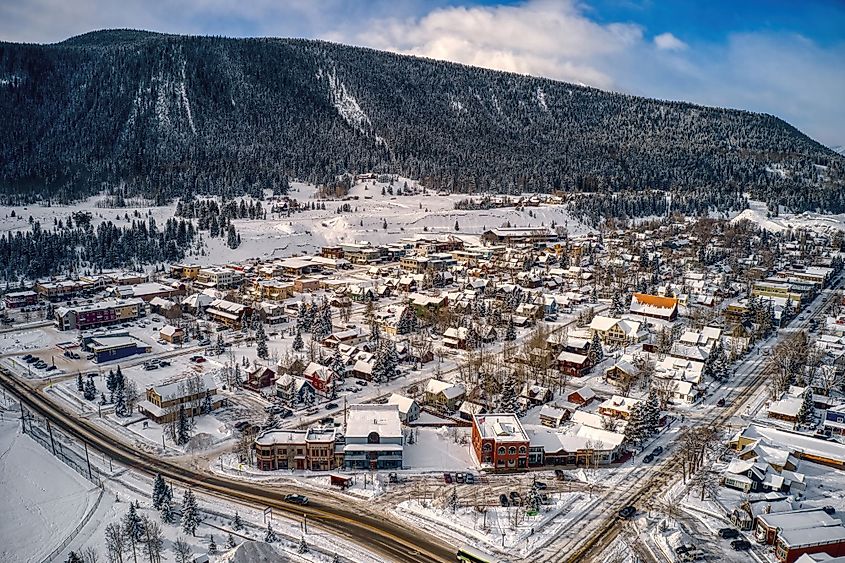 Aerial view of the Ski Resort Town of Crested Butte, Colorado.