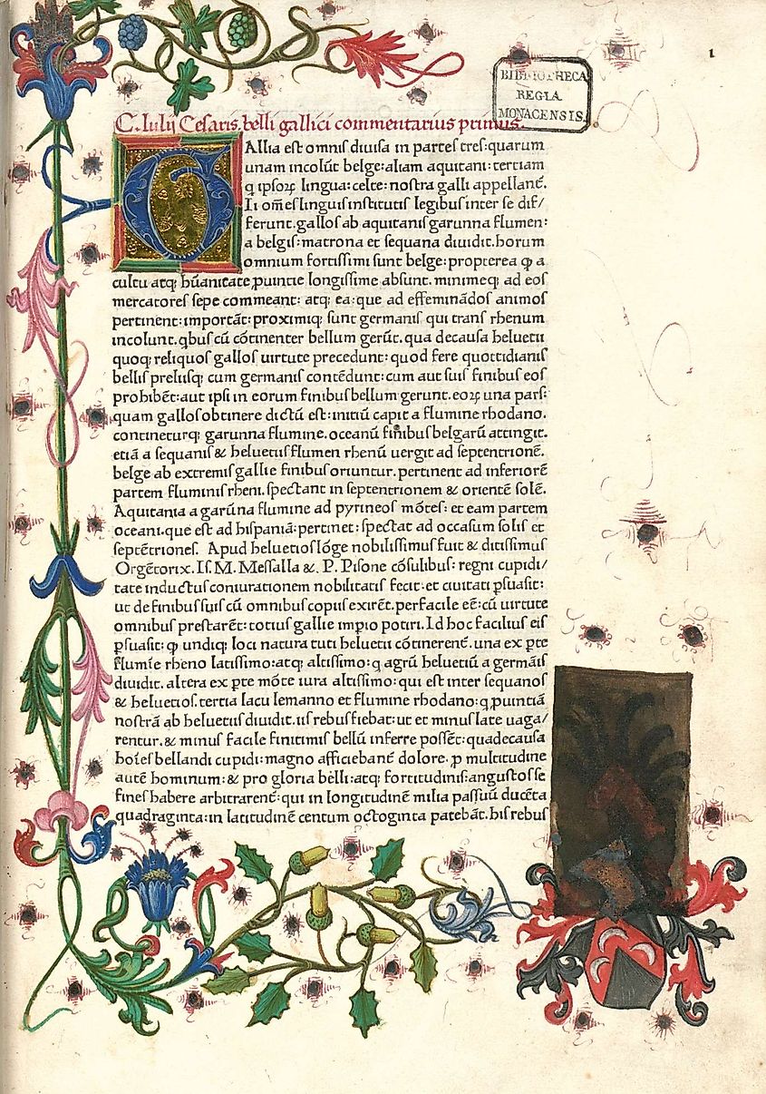 Commentarii de Bello Gallico, Julius Caesar's first-hand account of the Gallic Wars.