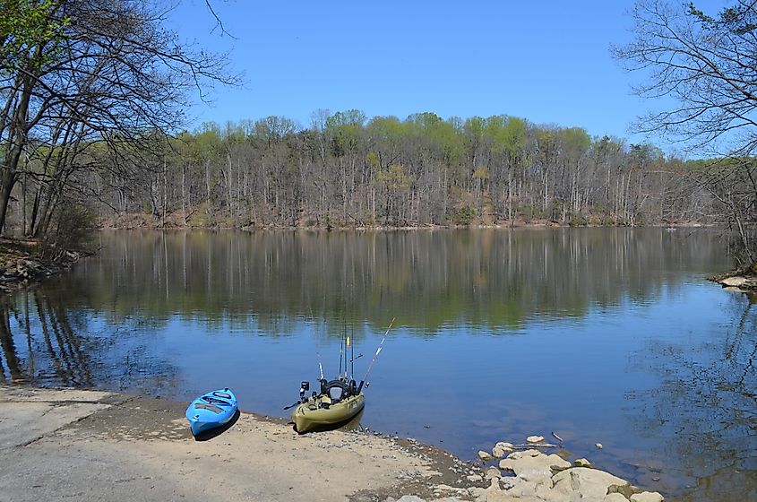 The scenic Rocky Gorge Reservoir near Fulton, Maryland