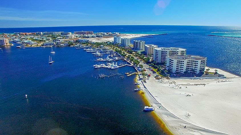 Destin buildings and coastline, Florida