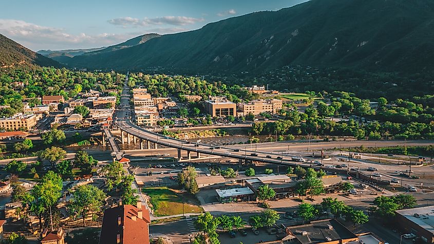 Aerial view of Glenwood Springs, Colorado