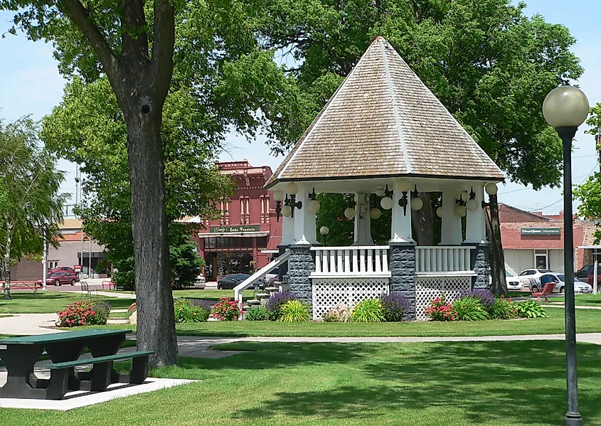 Bandstand in public square in Broken Bow, Nebraska.