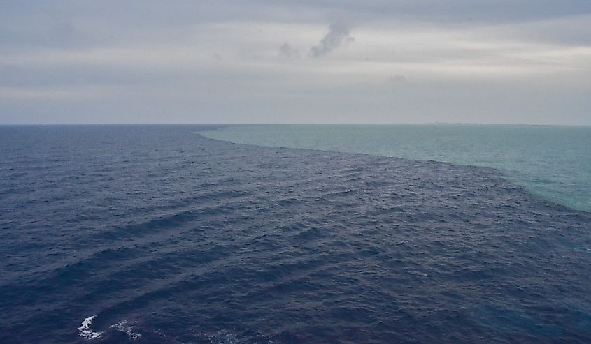 Scenic view where two oceans meet on a cloudy fall morning.