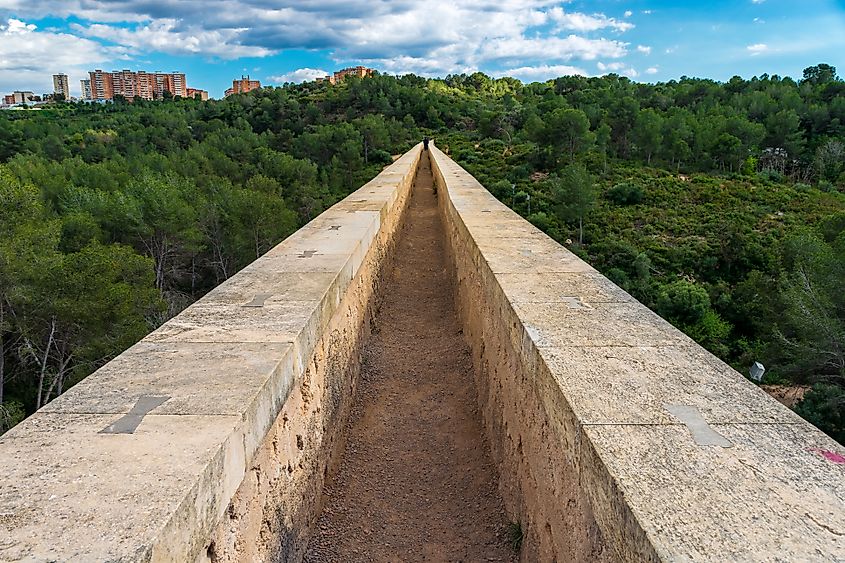 Ancient roman aqueduct Ponte del Diable in Tarragona, Spain.