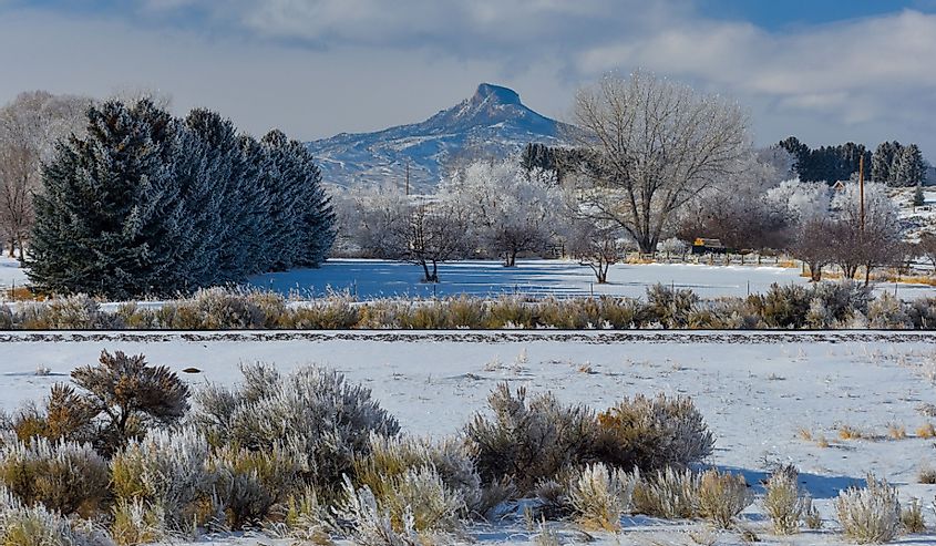 Heart Mountain in winter near Powell