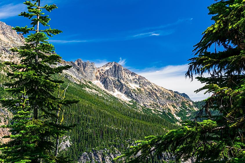 Jagged peaks of North Cascades National Park seen from Washington Pass along Highway 20.
