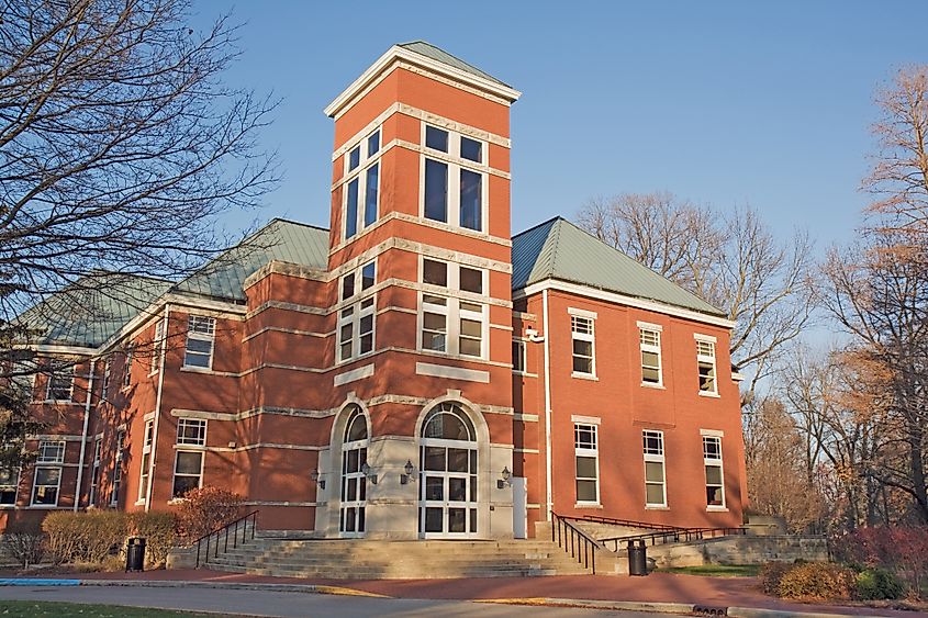 Detchon Center for Modern Languages and International Studies on the campus of Wabash College, an all-male liberal arts school in Crawfordsville, Indiana