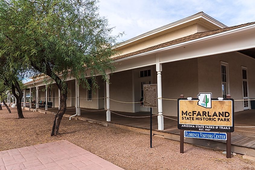 The First Pinal County Courthouse is now the McFarland State Historic Park and Florence Visitors Center