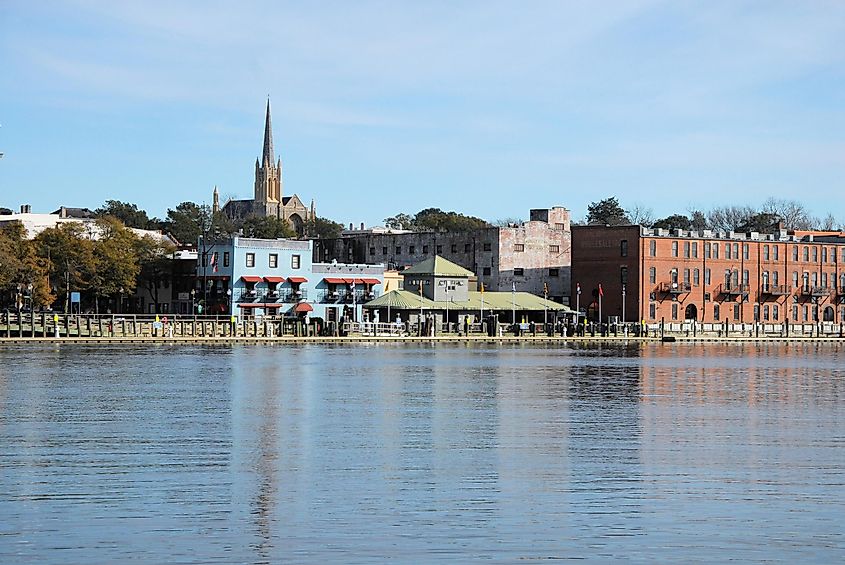 A view of Wilmington North Carolina from across the Cape Fear River