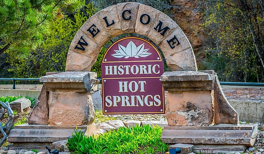 Sign for Hot Springs, South Dakota.