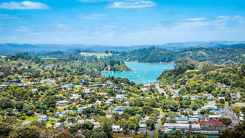 Aerial view of Russell in New Zealand