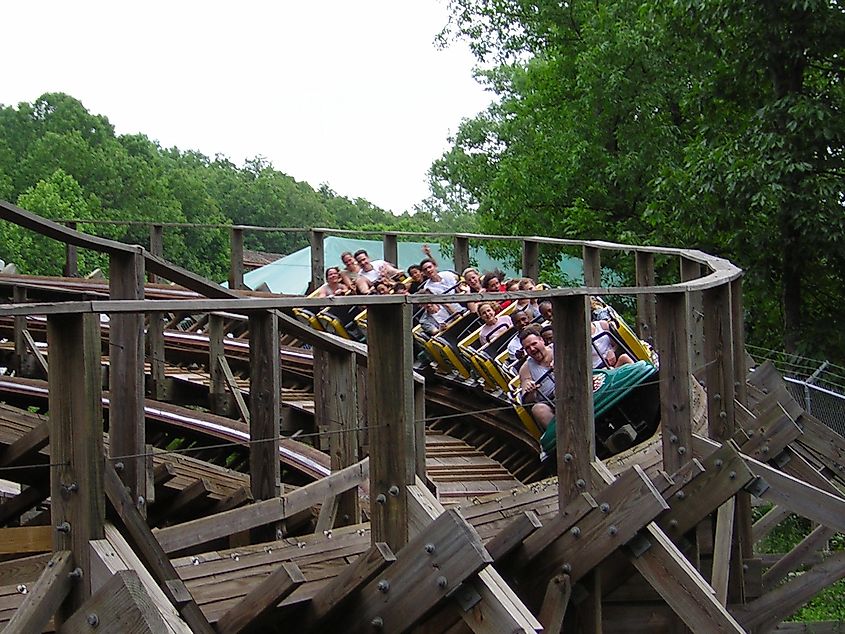 The Boss wooden roller coaster at Mid America Adventure in Eureka, Missouri. Chris Hagerman from New Port Richey, FL, US, CC BY 2.0 <https://creativecommons.org/licenses/by/2.0>, via Wikimedia Commons