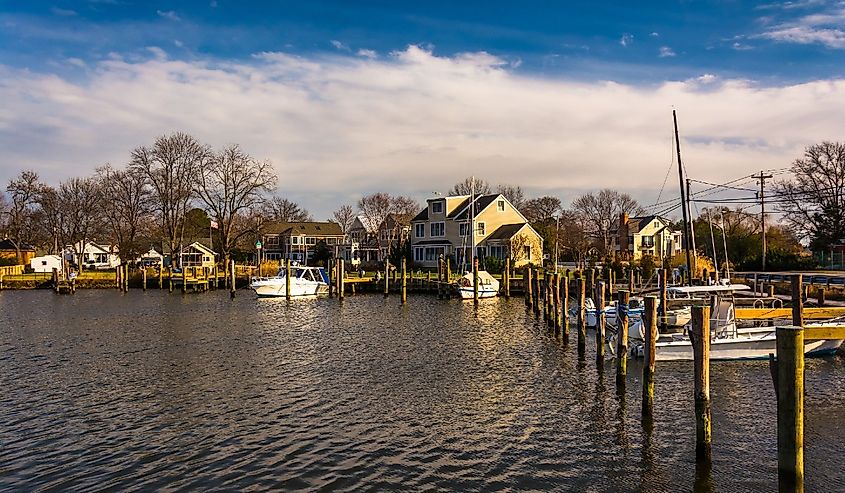 Boats in the harbor of Oxford, Maryland.