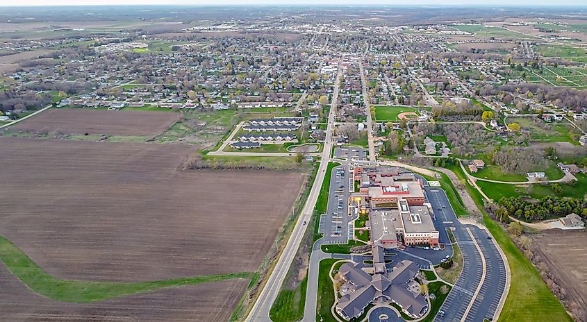 Aerial view of Dodgeville, Wisconsin