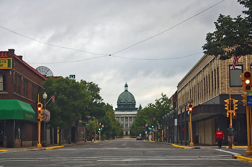 View of downtown Rhinelander, Wisconsin.