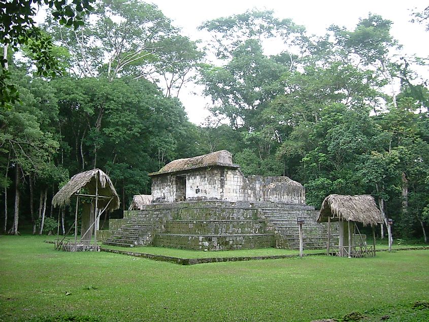 Ruins of the ancient Mayan city of Seibal, Mexico.