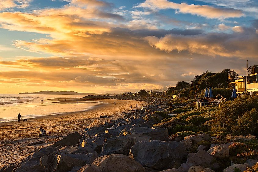 Winter storm clouds at sunset in Carpinteria, California