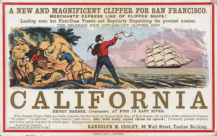 Advertisement about sailing to California, c. 1850