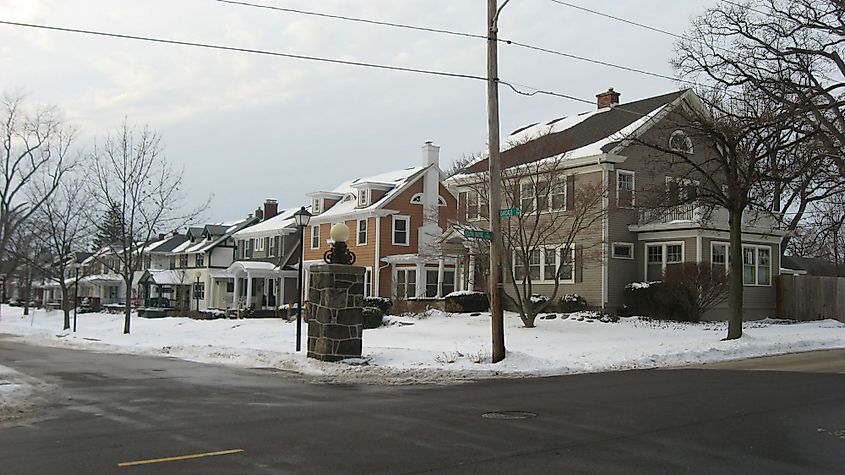 The Oakdale Historic District in Fort Wayne, Indiana, after a January snow