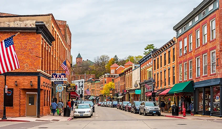 The Main Street in historic Galena, Illinois.