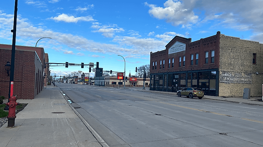 Downtown Moorhead on Main Avenue, Minnesota.