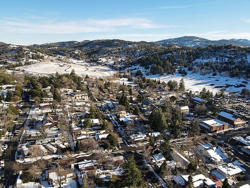 Aerial view of the historic downtown of Julian, California