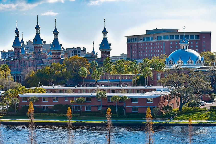 The Henry B Plant Museum and the Hillsborough River in Tampa, Florida