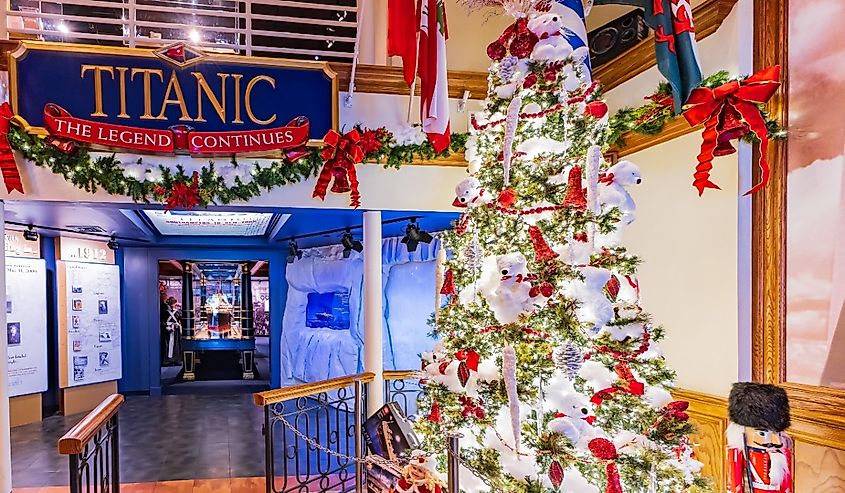 Interior view of the TITANIC Museum Attraction in the winter, in Branson, Missouri