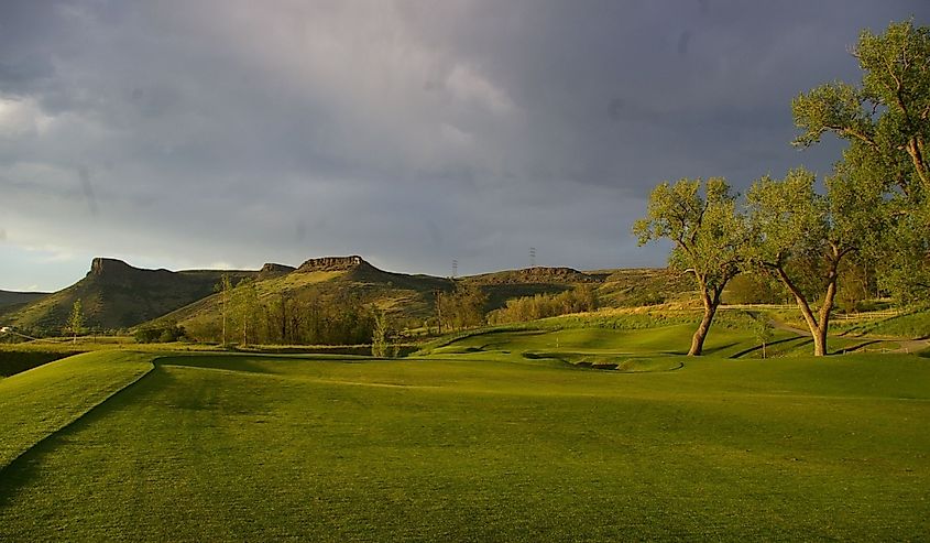 The Fossil Trace Golf course under cloudy skies, Colorado