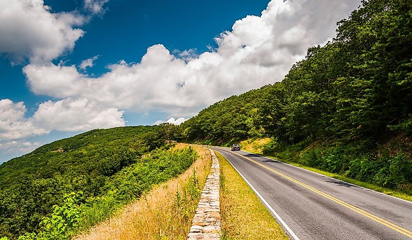 Car on the Skyline Drive, in Shenandoah National Park, Virginia