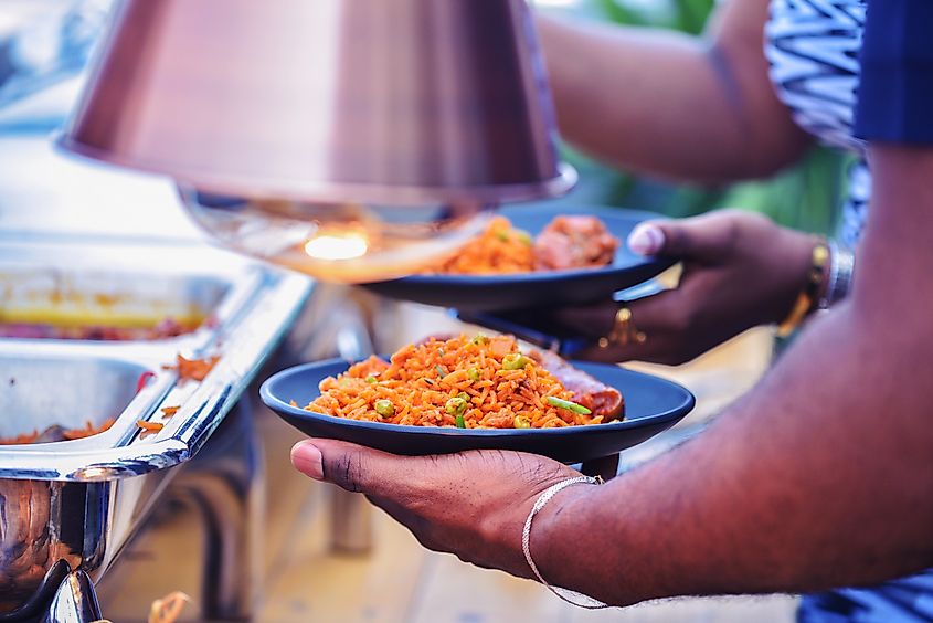 Nigeria jollof rice and cow meat (Pomo)