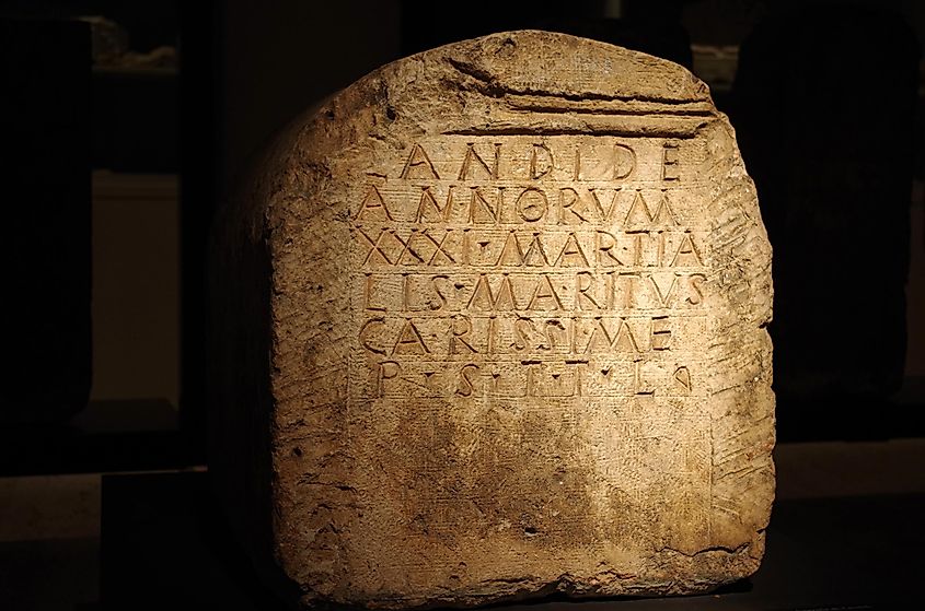 2nd century Roman stele found in the city walls of Leon, Spain.