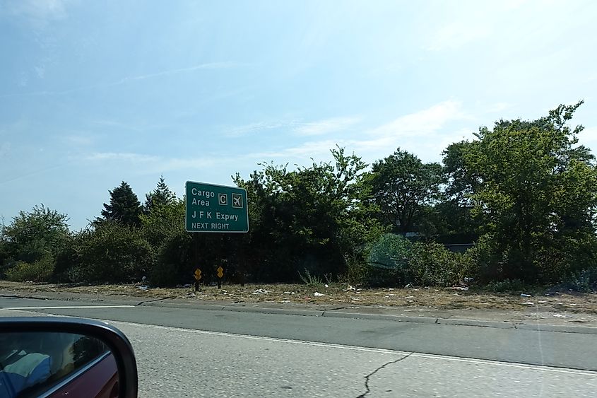 Traveling east on the Nassau Expressway (New York State Route 878) towards the JFK Expressway interchange along the northern edge of John F. Kennedy Airport