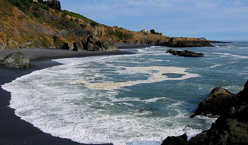 Black sand beach near Shelter Cove, California.