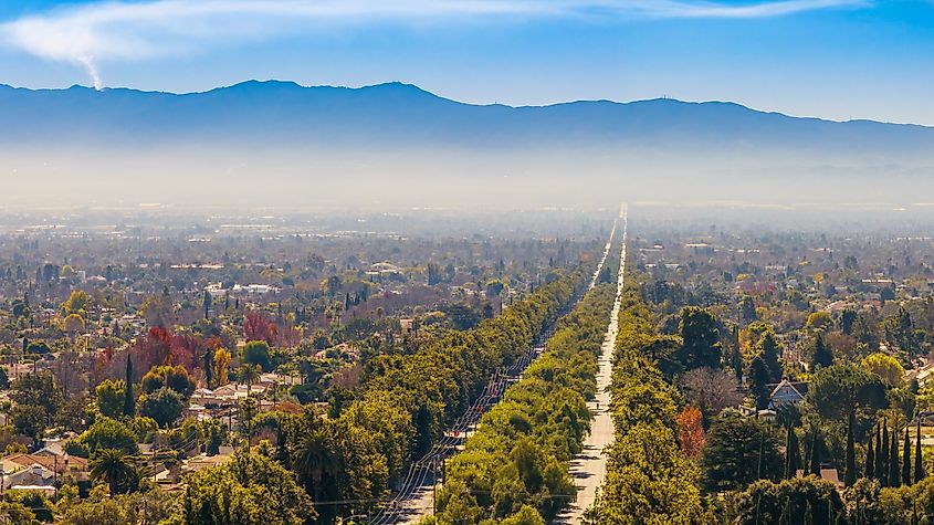 Tree lined Euclid Ave in Ontario California
