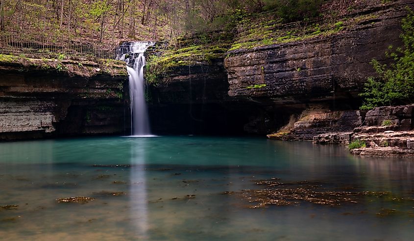 Waterfall found in Dogwood Canyon Nature Park in Branson Missouri in the Ozarks