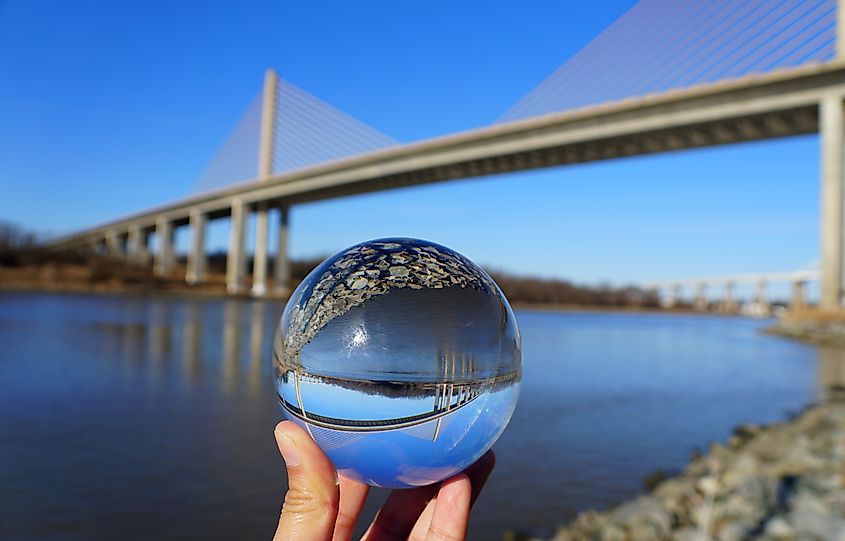 Chesapeake Canal as seen through a crystal lens near Middletown, Delaware.