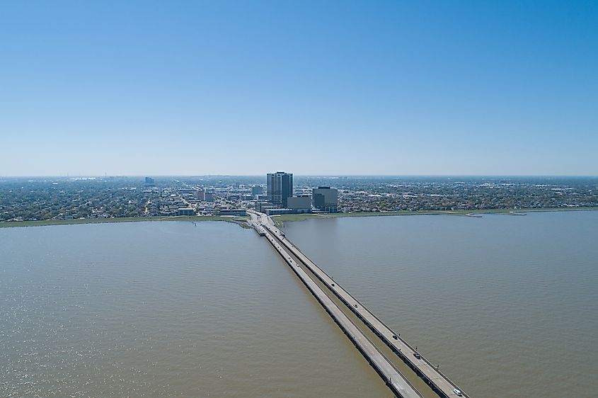 Aerial Drone Photography of the Lake Pontchartrain Causeway.