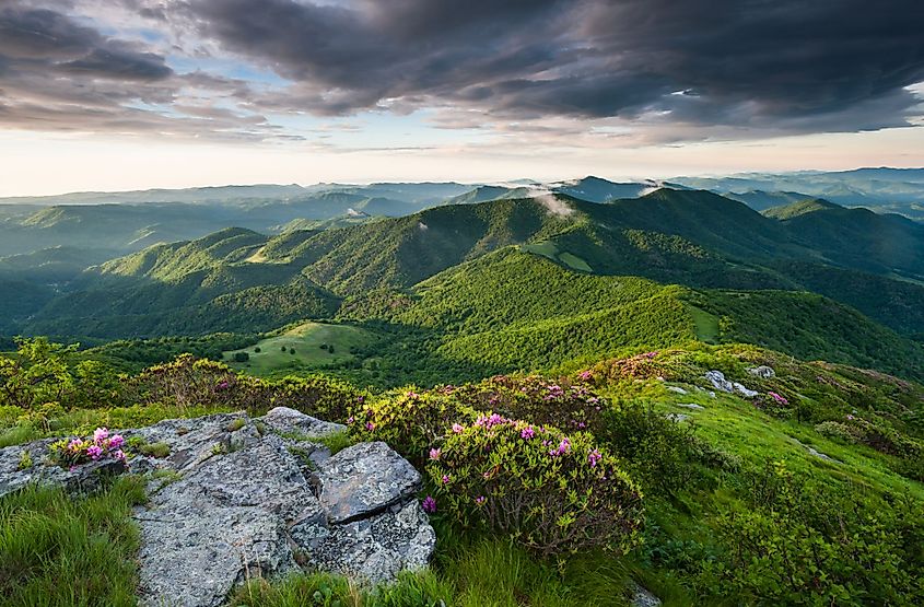 Southern Appalachian Mountain Scenic along the Appalachian Trail near the state borders of North Carolina and Tennessee