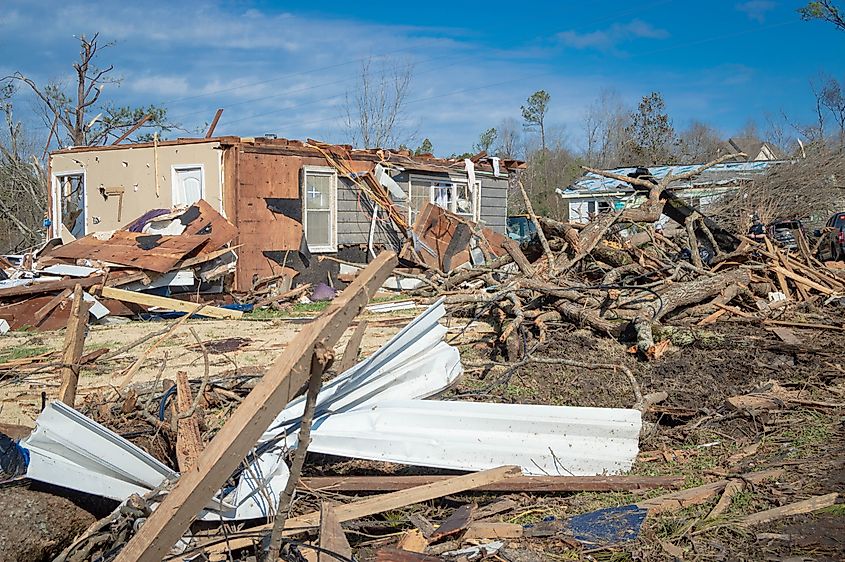 Aftermath of a tornado that struck Fultondale, Alabama